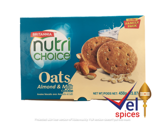 Britannia Nutri Choice Oats Almond and Milk Cookies Value Pack 450G