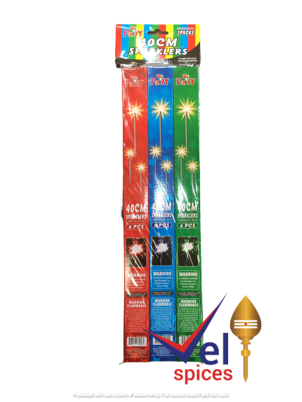 Three Packs of Red, Green and Blue Flame Sparklers 40cm 6Pcs