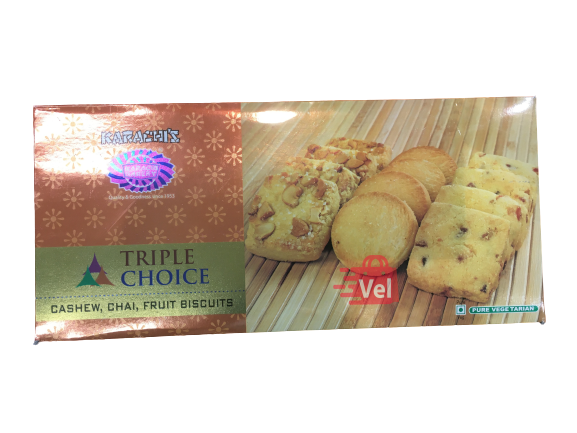 Karachi Triple Choice Cashew, Chai. Fruit Biscuits 400G