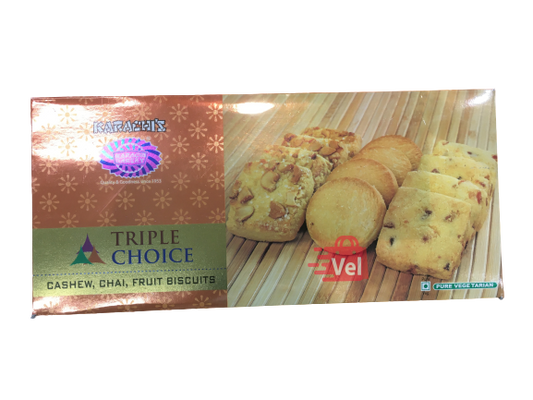 Karachi Triple Choice Cashew, Chai. Fruit Biscuits 400G