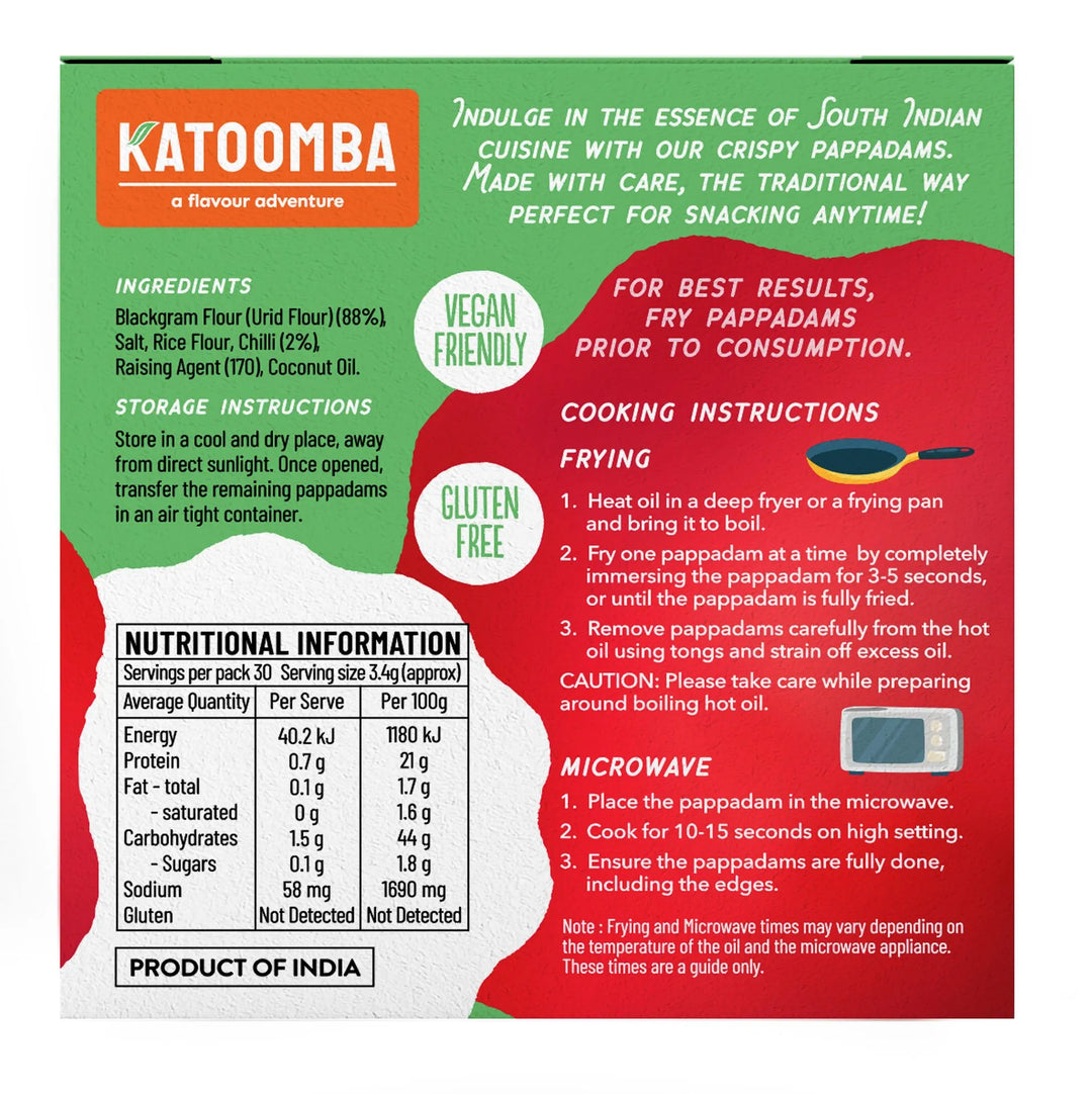 Katoomba Chilli Pappadam 100G