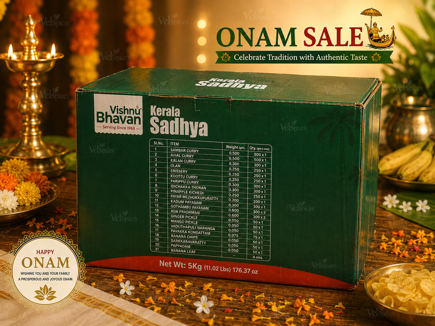 Kerala Sadhya Vegetarian Feast 5kg – Vishnu Bhavan
