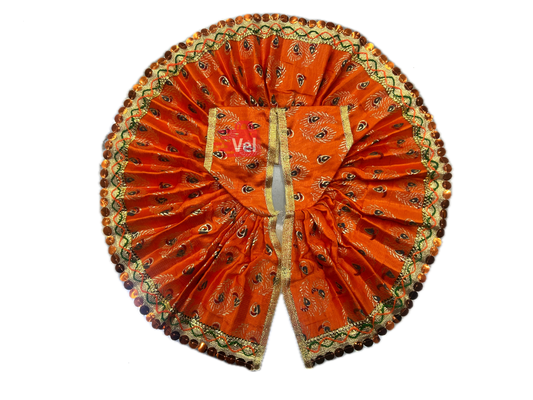 Krishna dress orange with peacock feather pattern