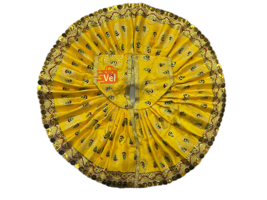 Krishna dress yellow with peacock feather pattern
