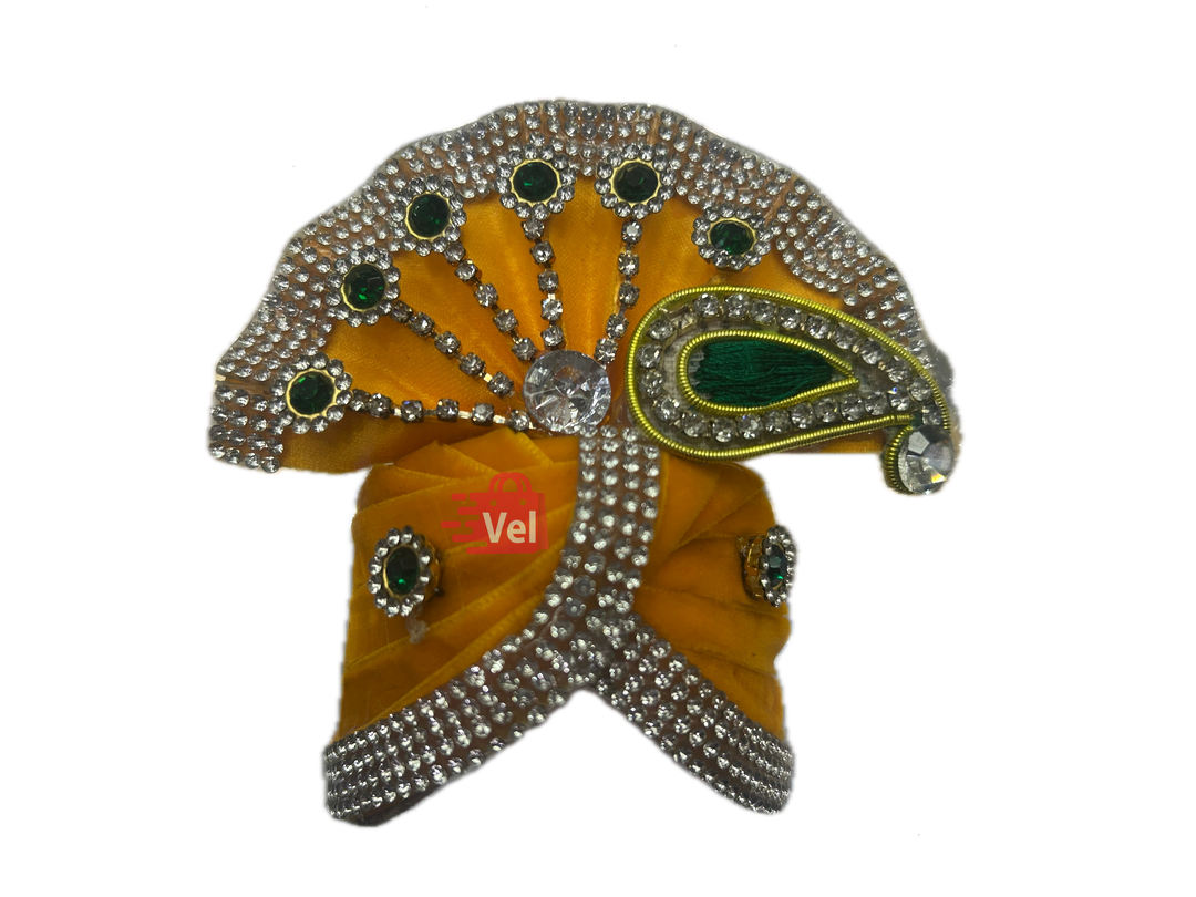 Krishna hat yellow with stones