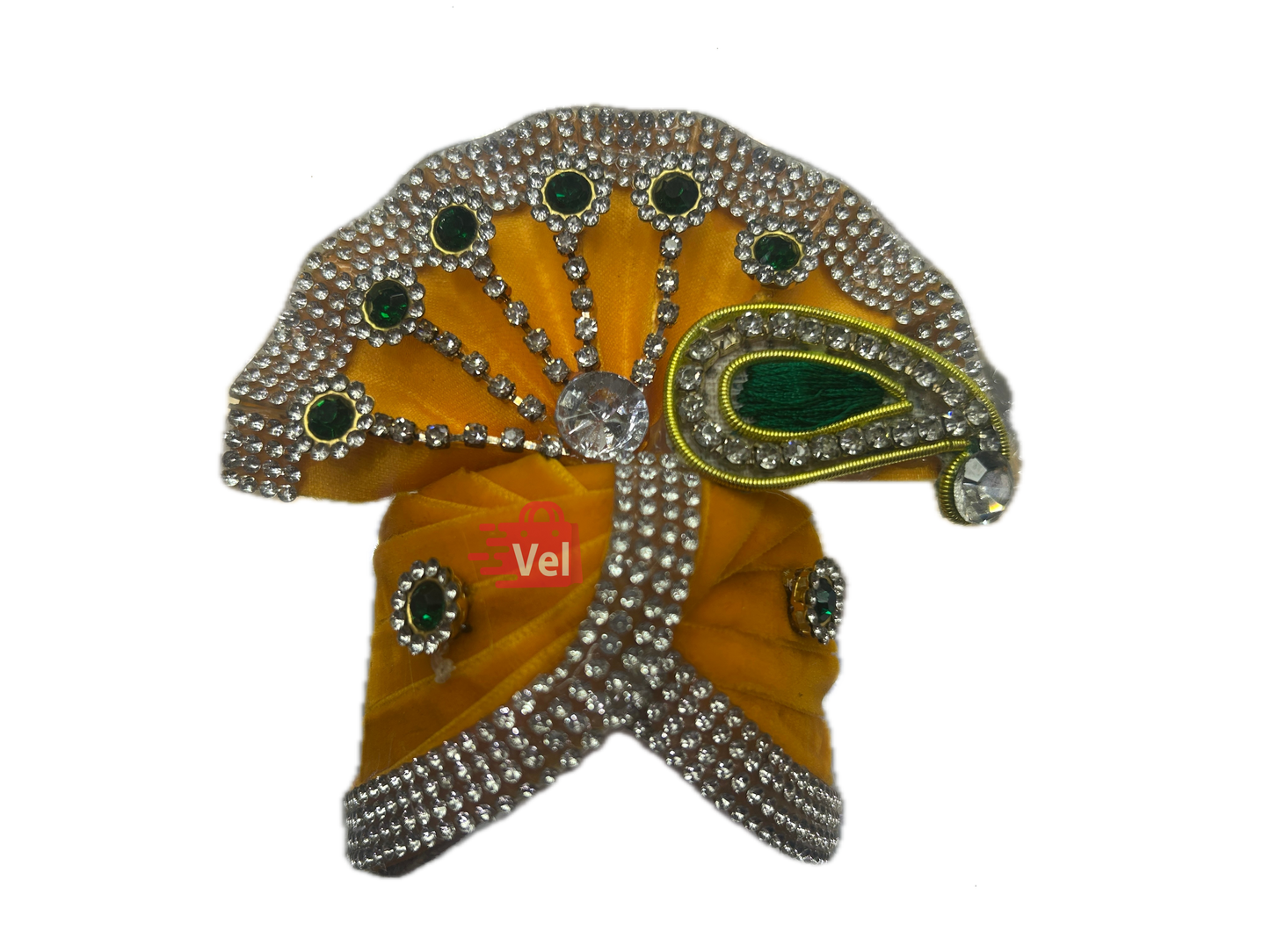 Krishna hat yellow with stones