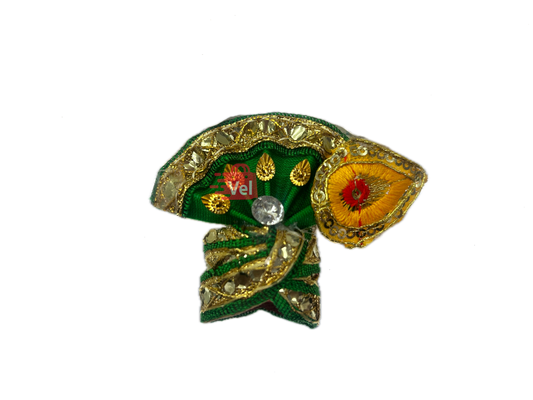 Krishna hat small green with sones