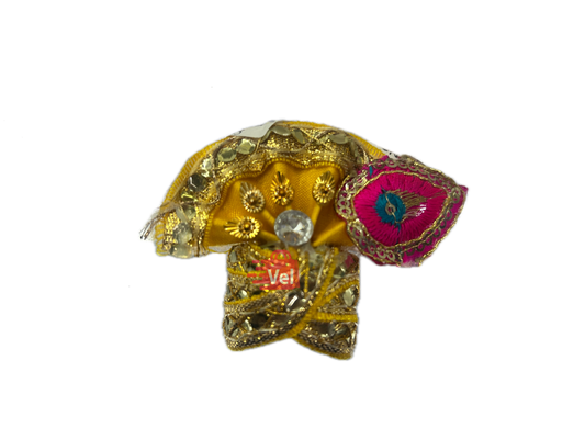 Krishna hat small yellow with stones