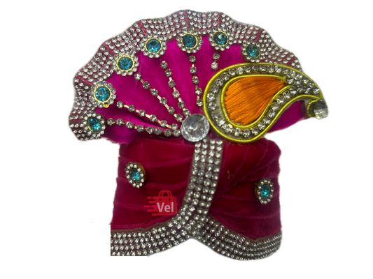 Krishna hat large magenta with stones