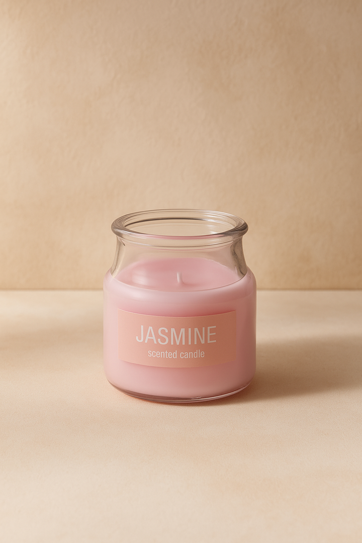 Premium Glass Candle Jasmine Scented (Online- exclusive)