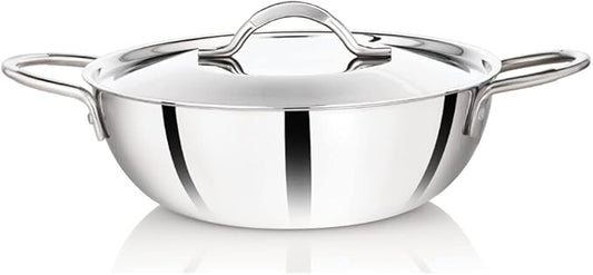 Premier Elite Triply Stainless Steel Kadai 24Cm With Stainless Steel lid