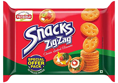 Priyagold Snacks Zig Zag Biscuits 450G