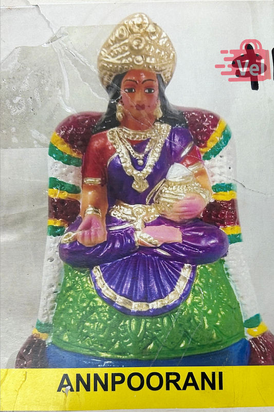 Annapoorani Golu Doll / Kolu Doll / Gollu Statue – Goddess Annapurna Clay Idol for Navaratri Golu Display (Handcrafted Traditional Decor)