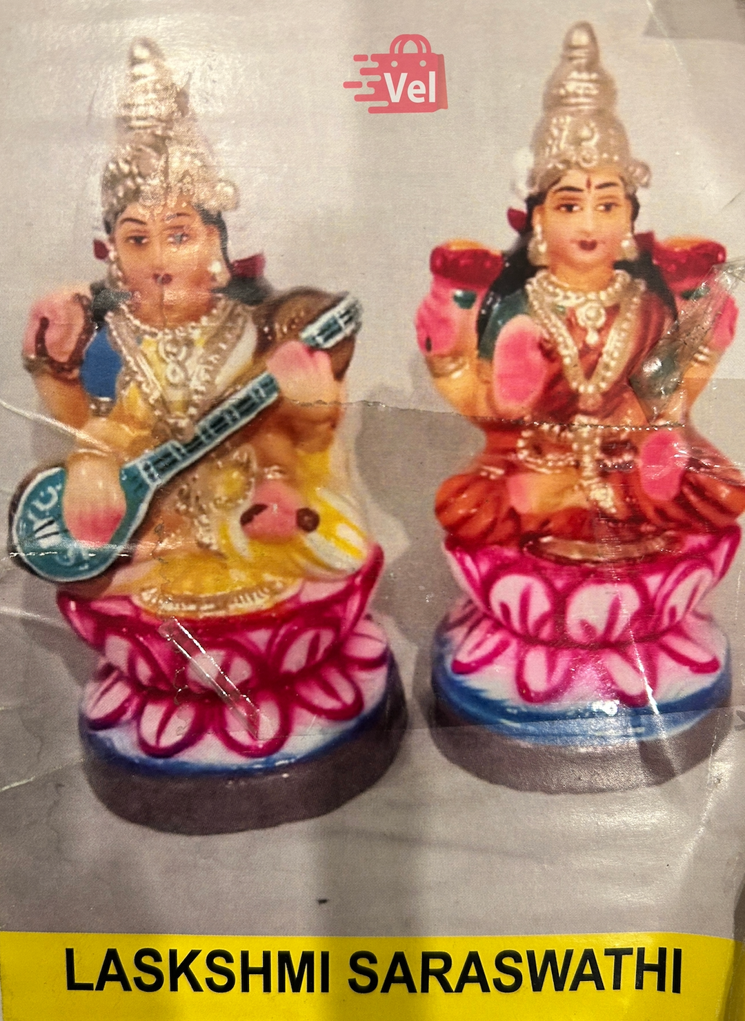 Lakshmi and Saraswati Golu Dolls / Kolu Dolls / Gollu Statues – Clay Idols of Hindu Goddesses for Navaratri Golu Display (Handcrafted Traditional Decor)
