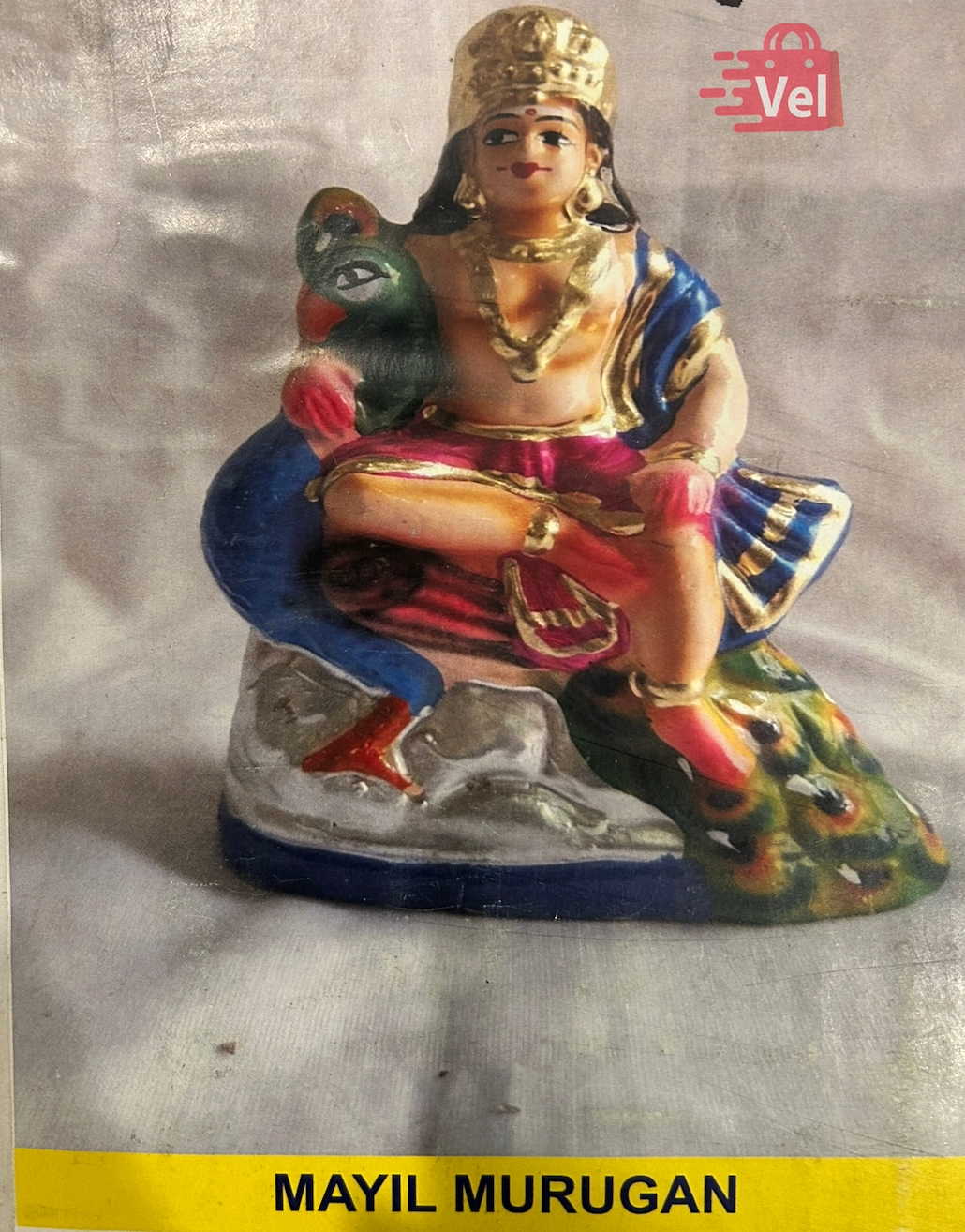 Mayil Murugan Golu Doll / Kolu Doll / Gollu Statue – Lord Murugan with Peacock Clay Idol for Navaratri Golu Display (Handcrafted Traditional Decor)