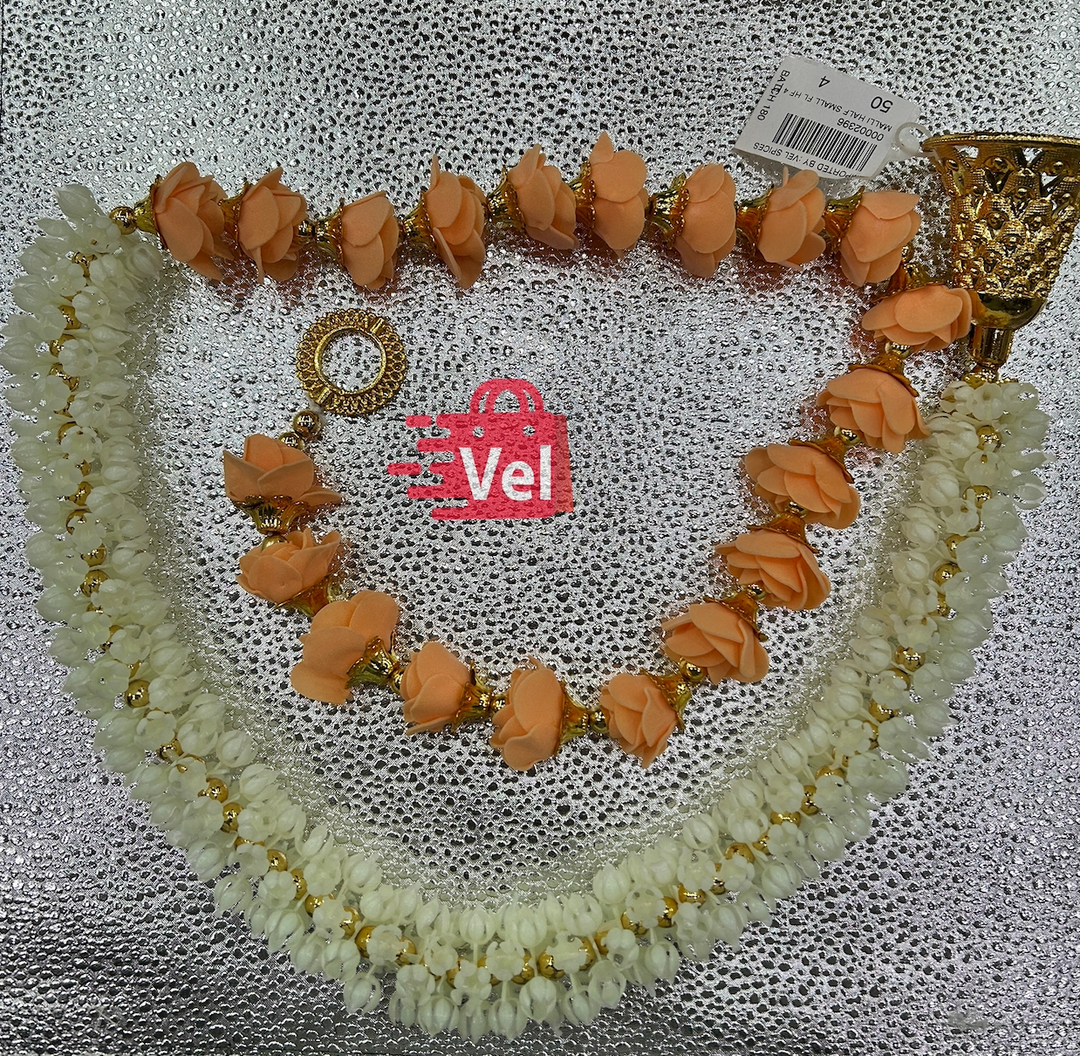 Plastic Flower Garland with Orange Rose – 4 Feet Long Decorative Mala for Festivals, Puja & Home