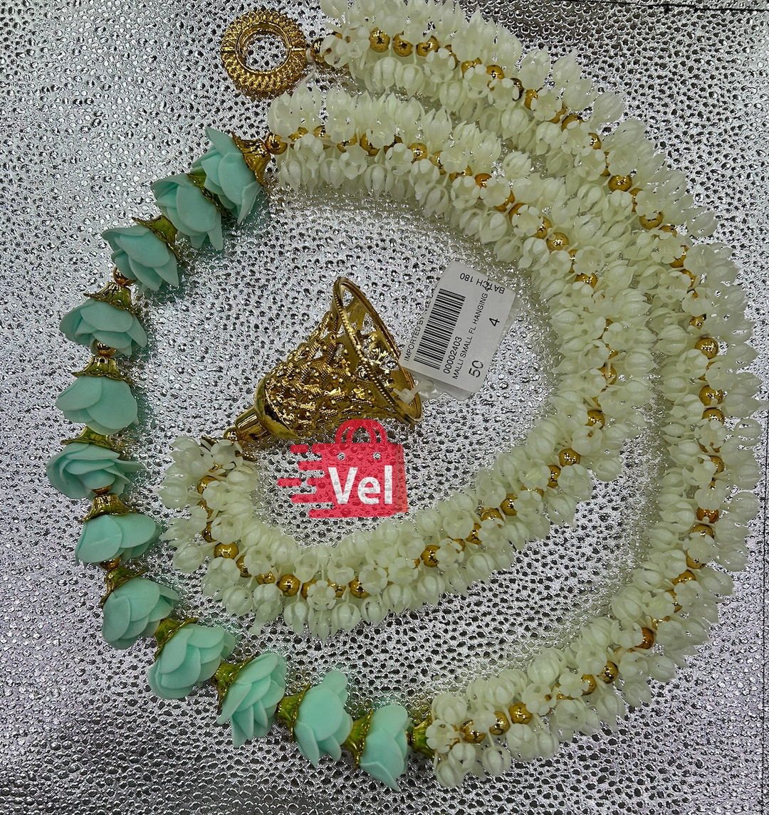 Plastic Flower Garland with Cyan Rose 4 Feet Long Decorative Mala for Festivals, Puja & Home
