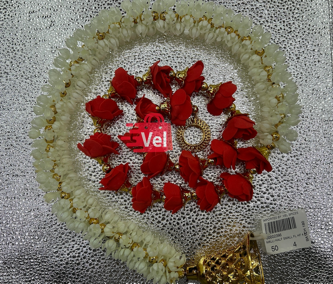 Plastic Flower Garland with Red Rose Flower 4 Feet Long Decorative Mala for Festivals, Puja & Home
