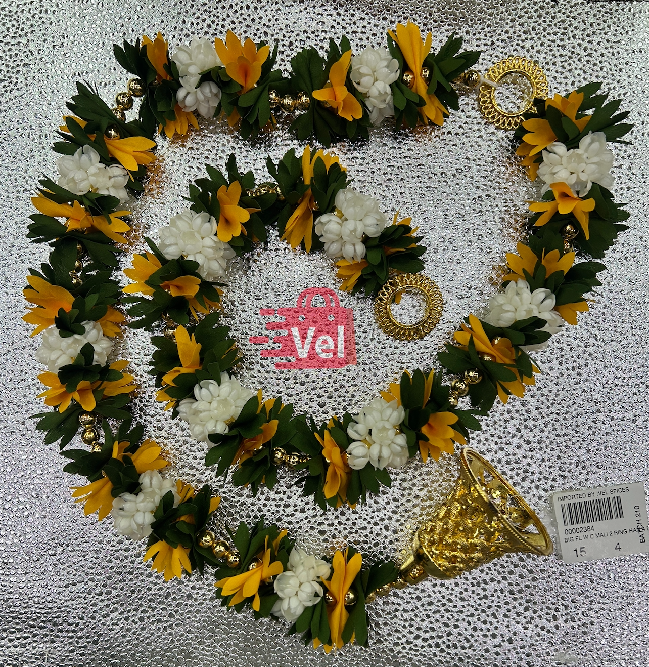 Plastic Flower Garland with Yellow and Green Flowers 4 Feet Long Decorative Mala for Festivals, Puja & Home
