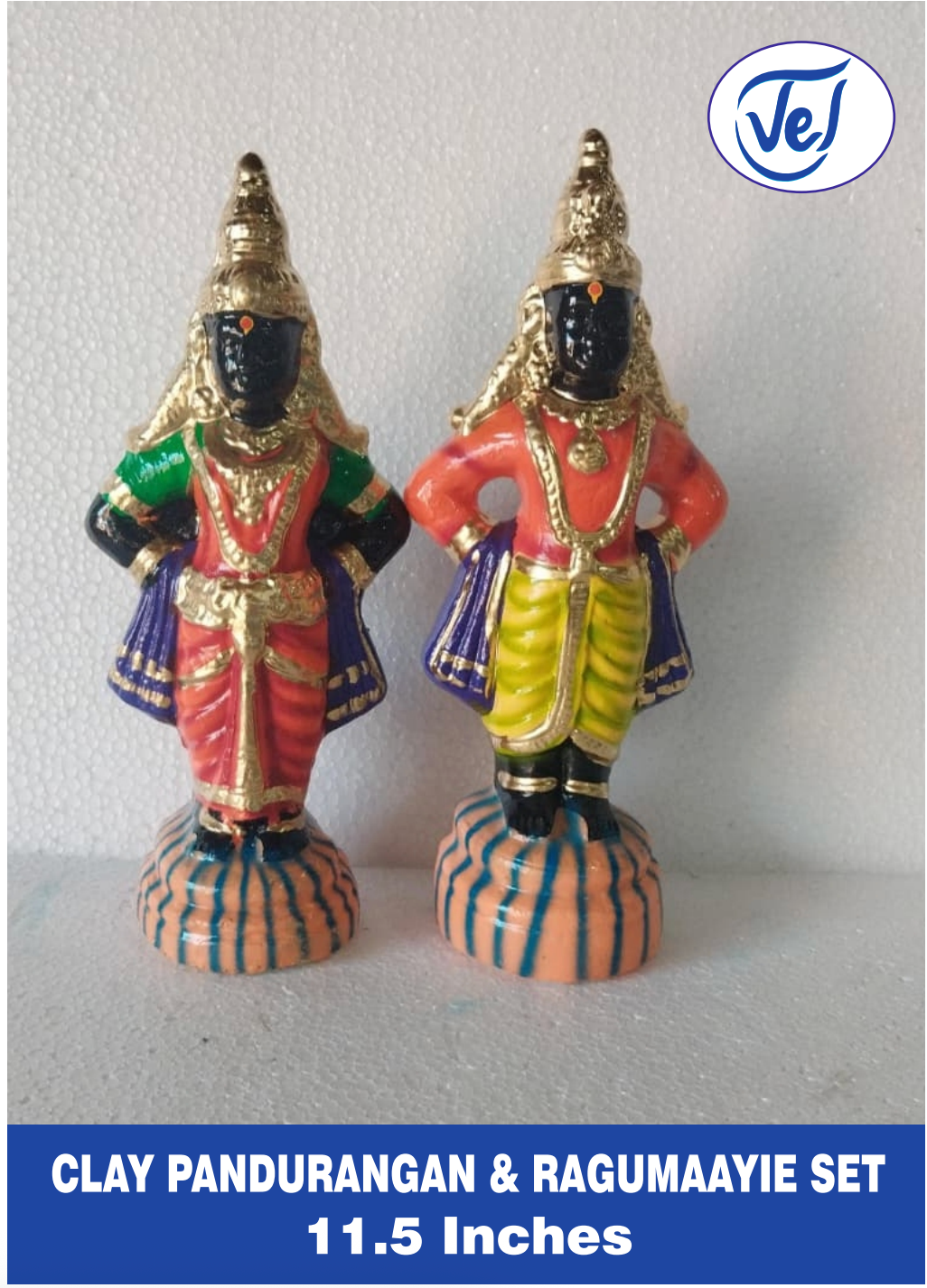 Kolu Golu Bommai Lord Panduranga Rukhumai (Rakhumai) Set 11.5 Inch Clay Dolls