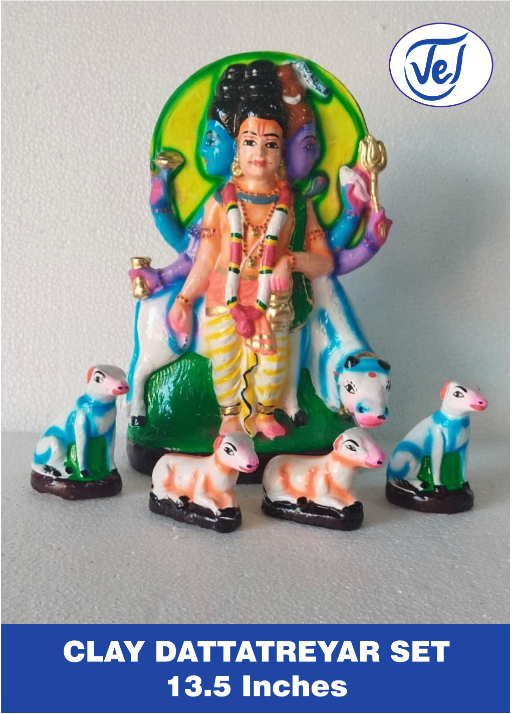 Kolu Golu Bommai Lord Dattatreya 13.5 Inch Clay Doll