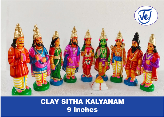 Kollu Golu Bommai Seetha/ Sitha Kalyanam Set 9 Inch Clay Dolls