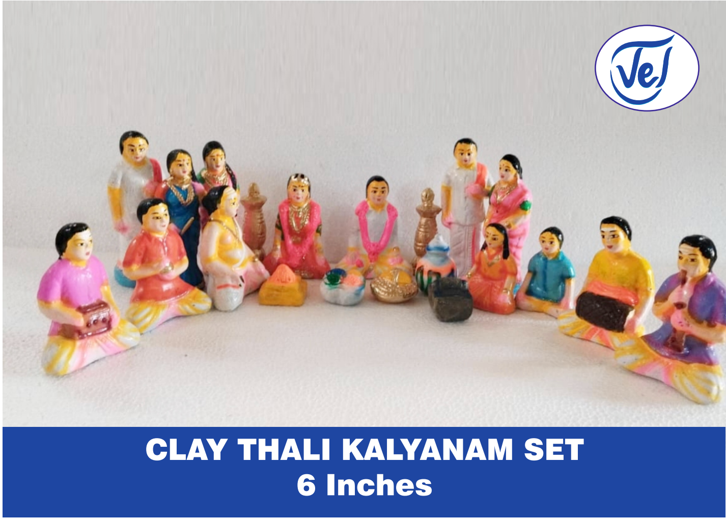 Kolu Golu Bommai Thali Kalyana Set 6 Inch Clay Dolls