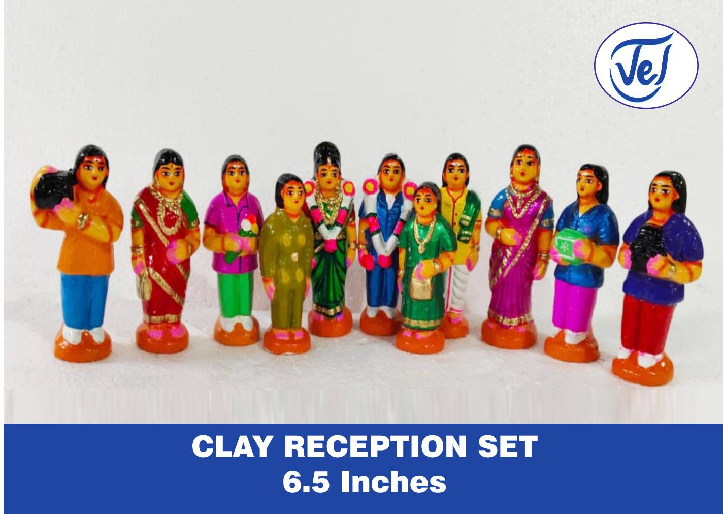 Kollu Golu Bommai Reception Set 6.5 Inch Clay Dolls