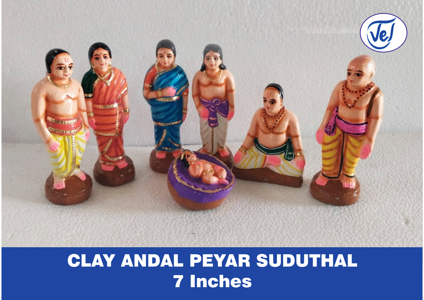 Kollu Golu Bommai Andal Peyar Sooduthal Set 7 Inch Clay Dolls