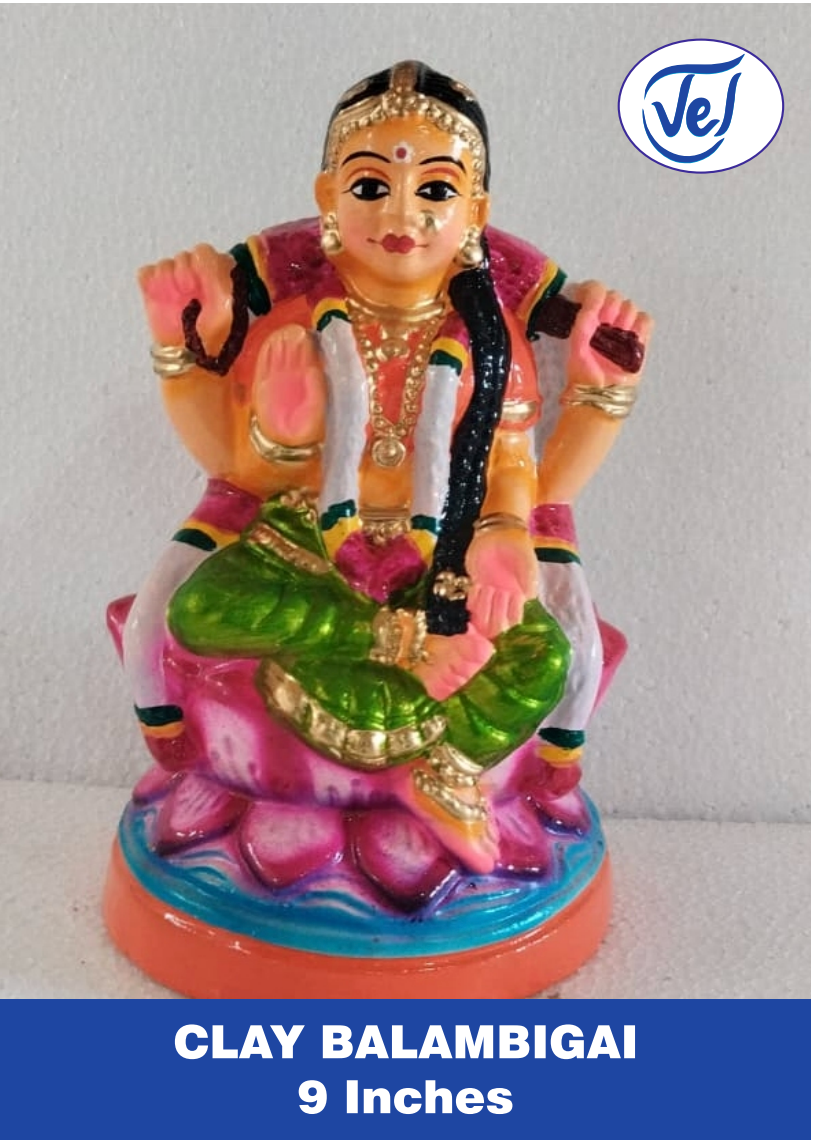 Kolu Dolls Balambigai Amman Statue 9 Inch Clay Golu Doll