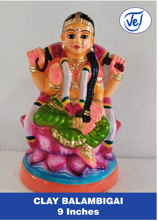 Kolu Dolls Balambigai Amman Statue 9 Inch Clay Golu Doll