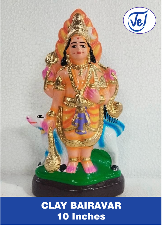Kolu Dolls Bhairavar Statue 10 Inch Clay Golu Doll
