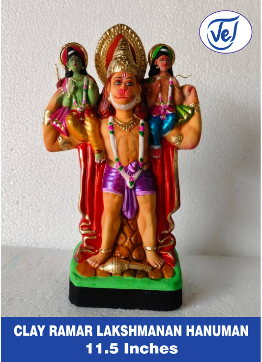Kolu Dolls Ramar Lakshmanar Hanuman Set 11.5 Inch Clay Golu Dolls