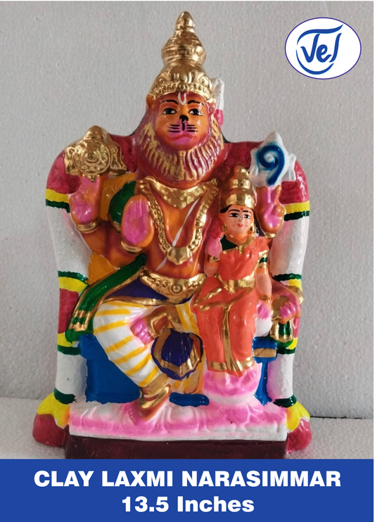 Kolu Dolls Lakshmi Narasimhar Statue 13.5 Inch Clay Golu Doll