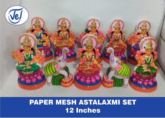 Kolu Dolls Ashta Lakshmi Set 12 Inch Paper Mache