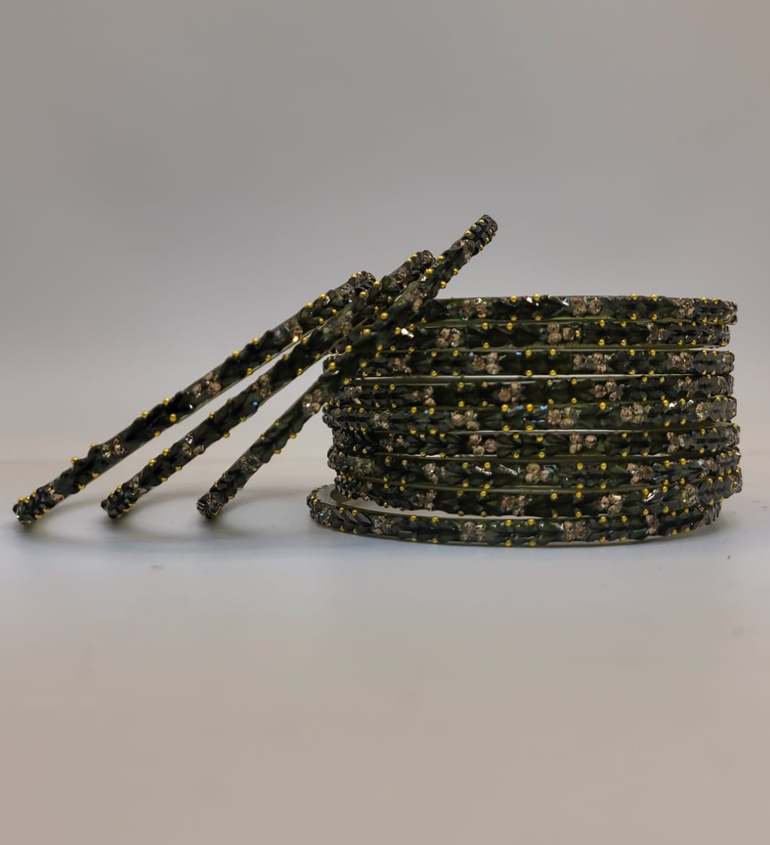 Glass Mehendi Olive Bangles (multiple sizes available)