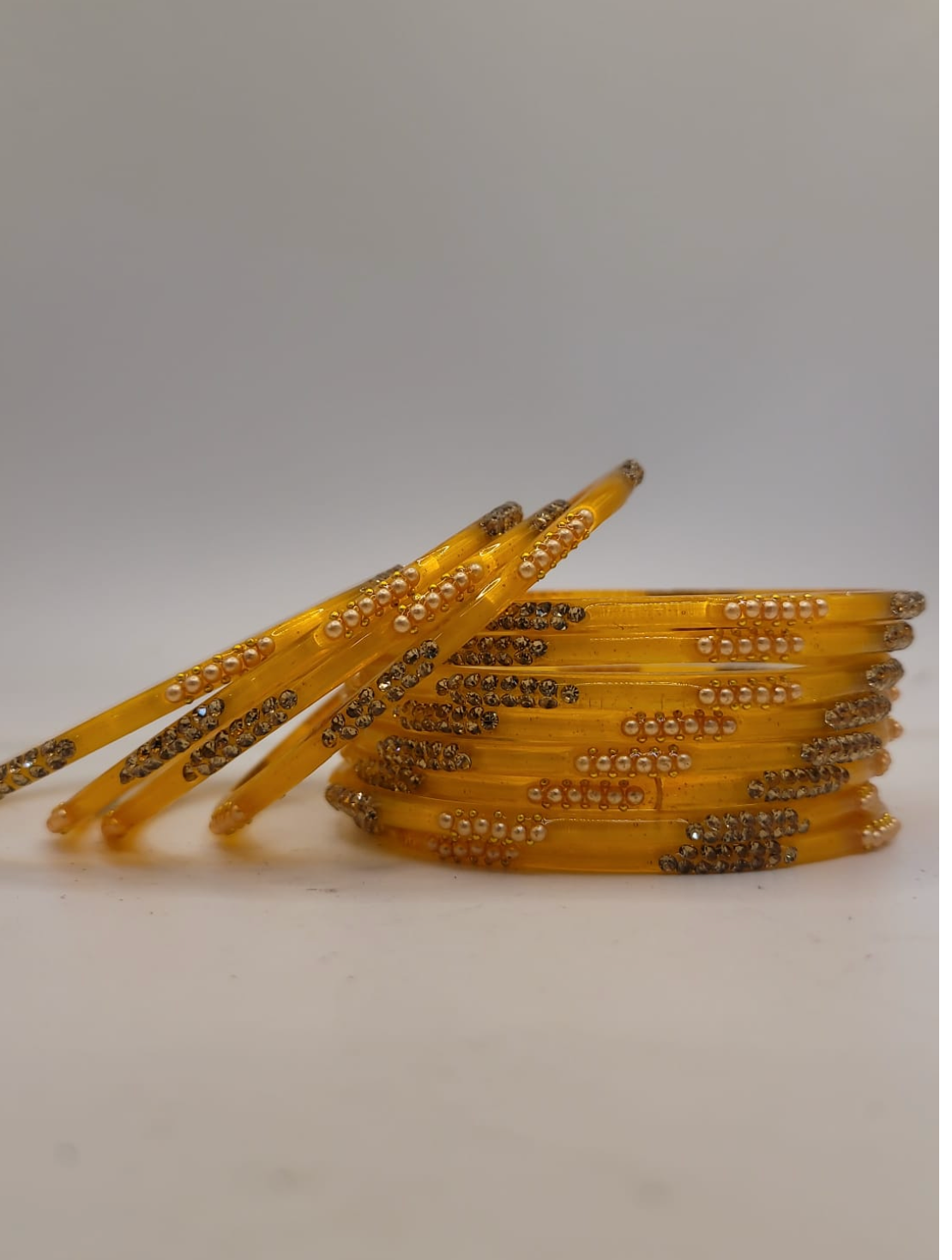 Glass Yellow Bangles (multiple sizes available)