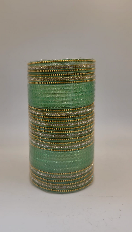Glass Teal Bangles set  (36 bangle total)