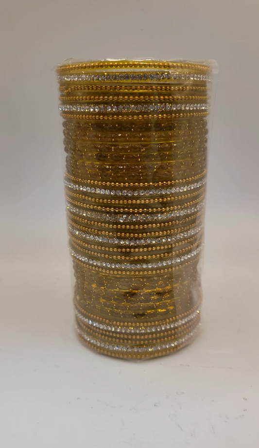 Glass Yellow Bangles set  (36 bangle total)