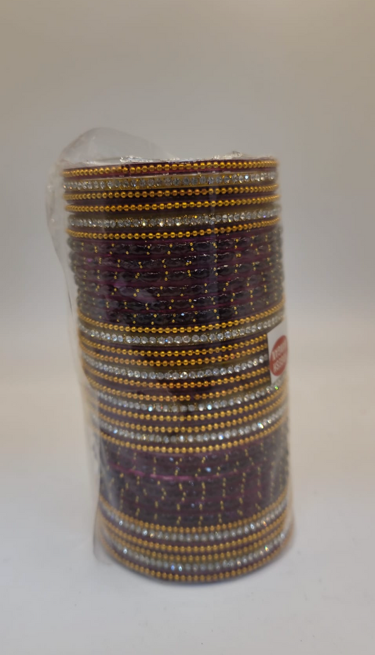 Glass Purple Bangles set  (36 bangle total)