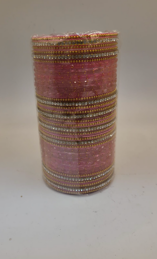 Glass Pink Bangles set  (36 bangle total)