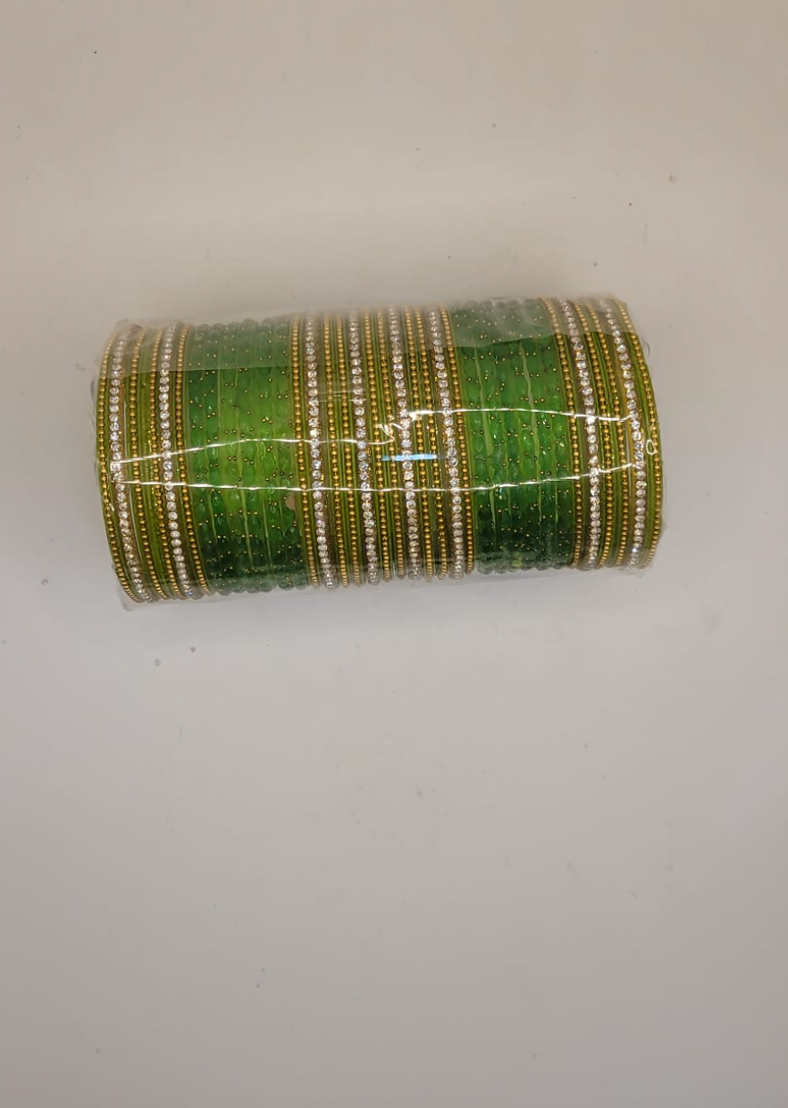 Glass Green Bangles set  (36 bangle total)