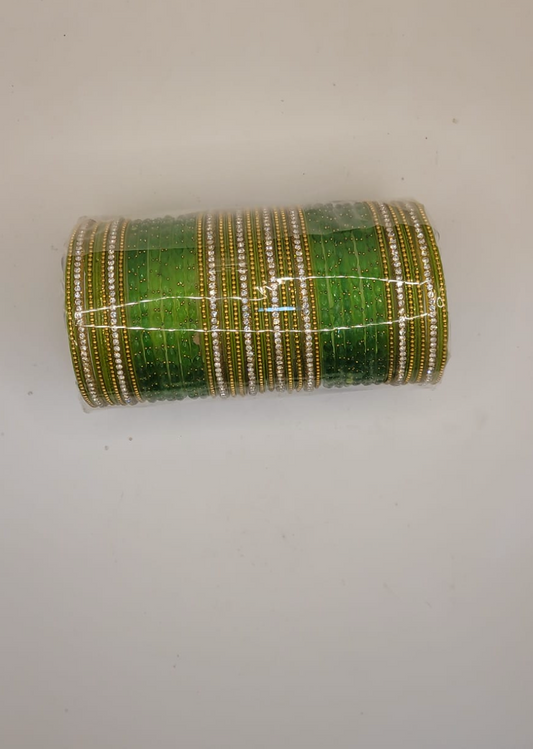 Glass Green Bangles set  (36 bangle total)
