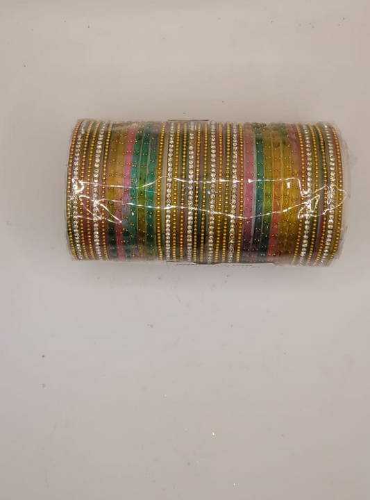 Glass Multicolour Bangles set  (36 bangle total)