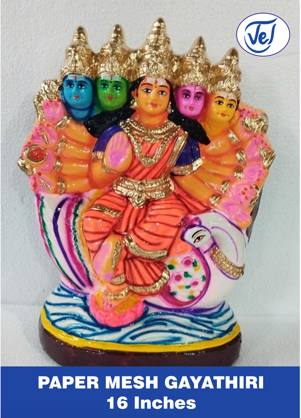 Kolu Dolls Gayatri Devi (Goddess of the Gayatri Mantra) 16 Inch Paper Mache