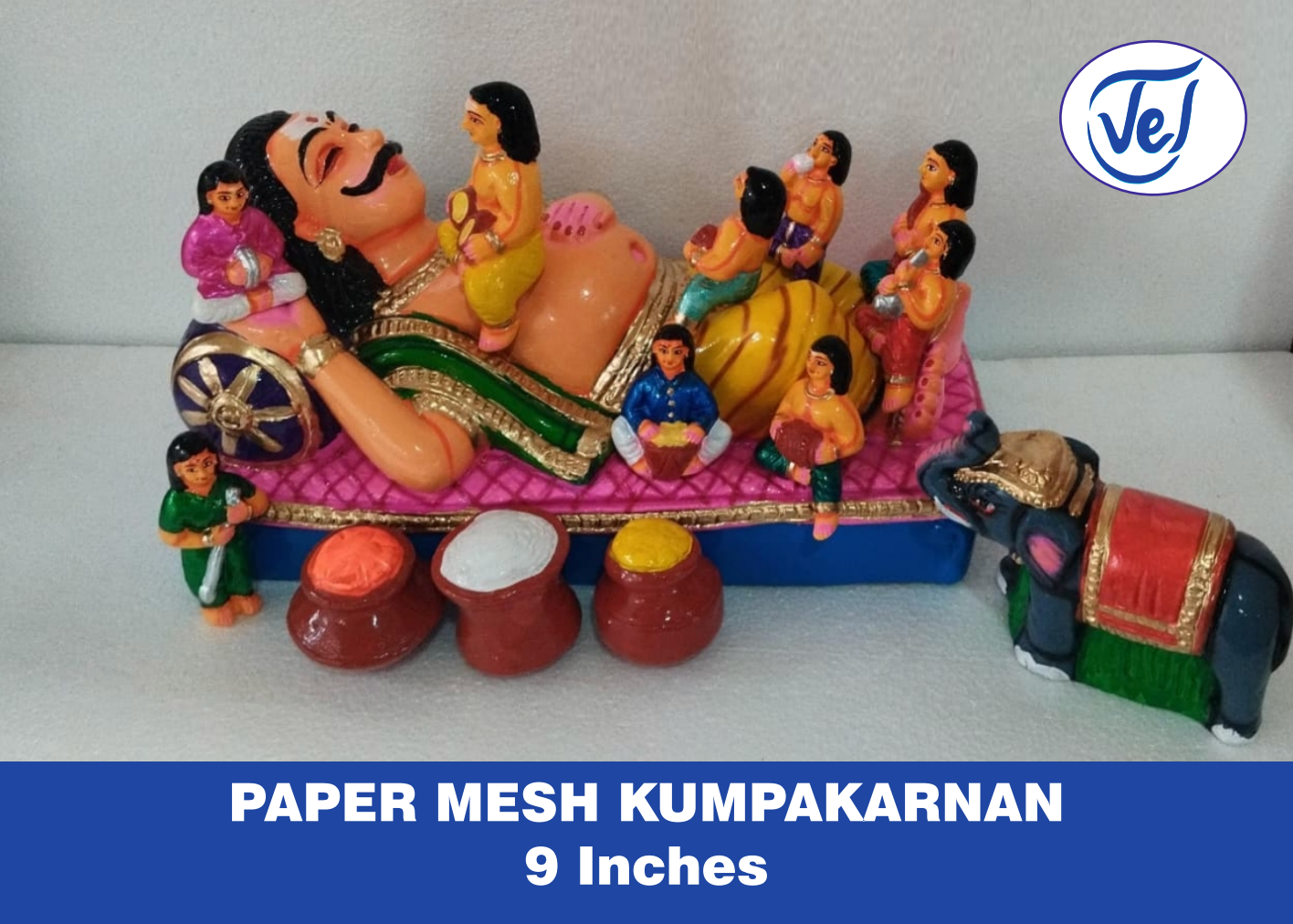 Kolu Dolls Kumbhakarna (Ramayana Character) Set 9 Inch Paper Mache