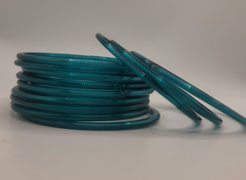 Glass Teal Bangles (multiple sizes available)