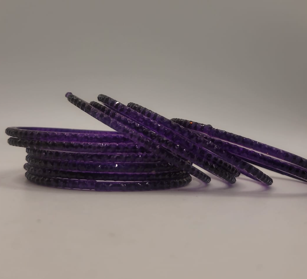 Violet Beaded Glass Bangles