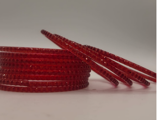 Red Beaded Glass Bangles