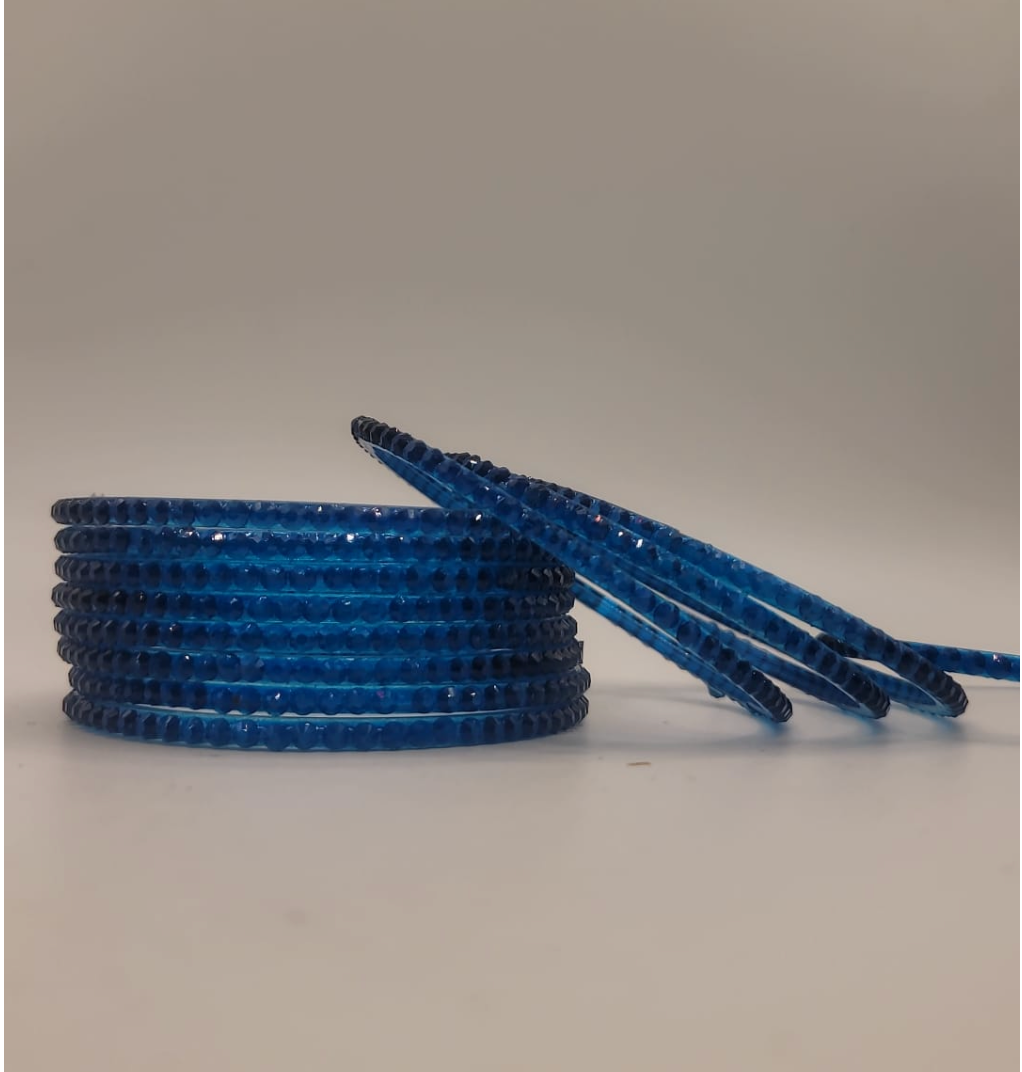 Royal Blue Beaded Glass Bangles